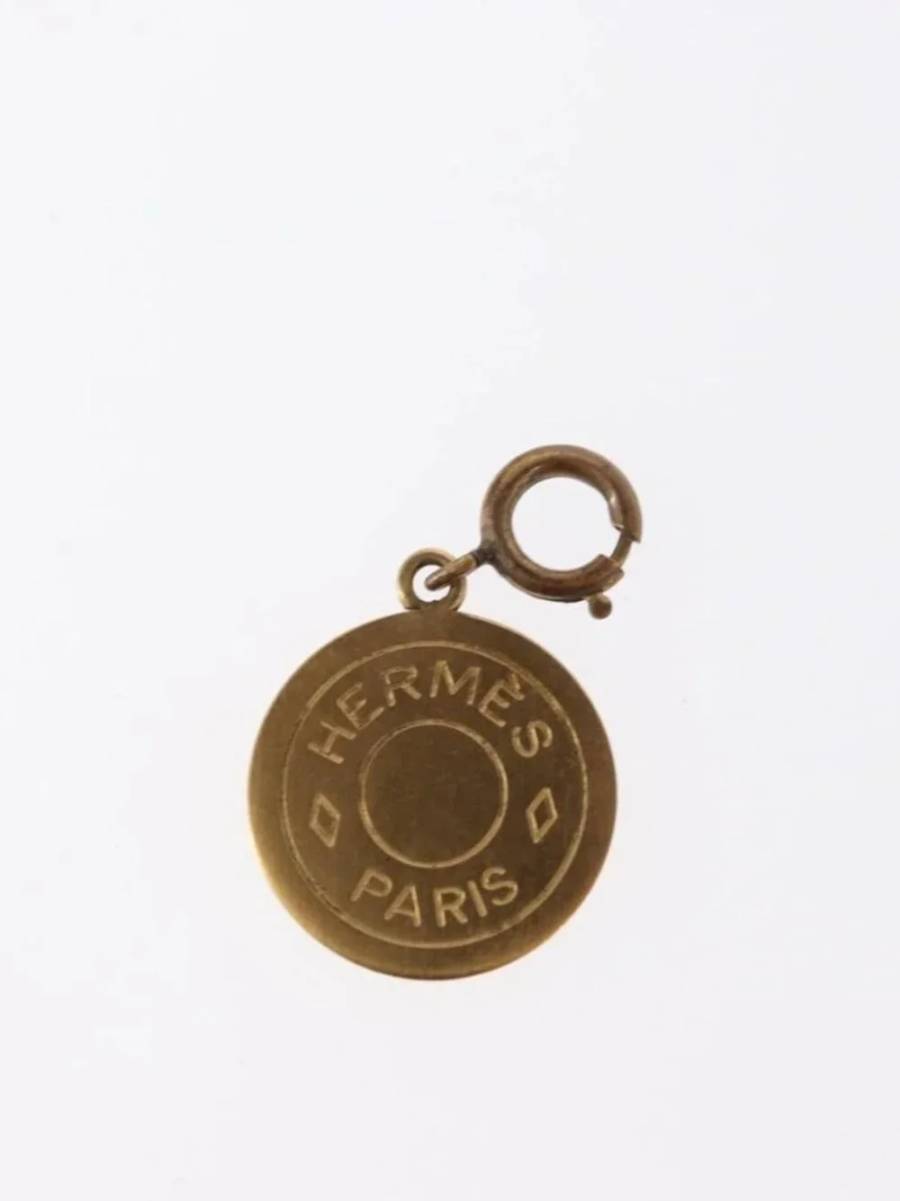 HERMES Charm Metal Leather 3 Set Red Gold Silver Auth bs30857